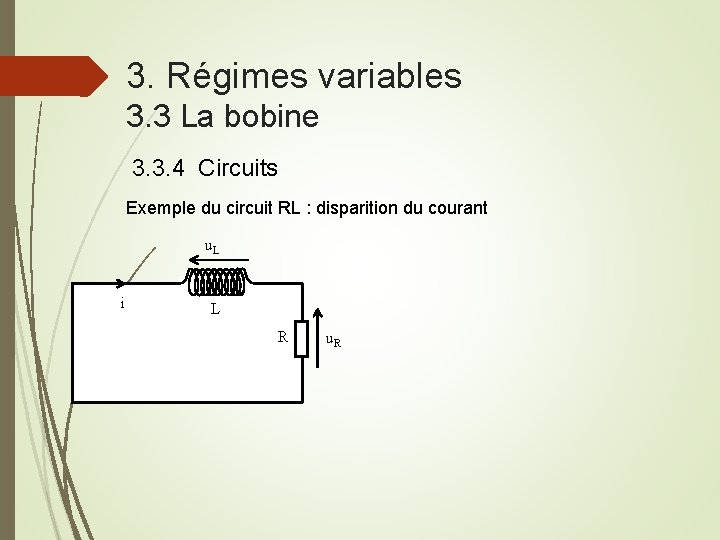 3. Régimes variables 3. 3 La bobine 3. 3. 4 Circuits Exemple du circuit