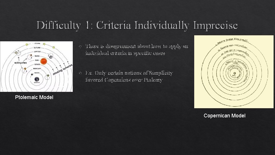 Difficulty 1: Criteria Individually Imprecise There is disagreement about how to apply an individual