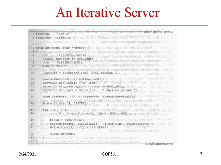 An Iterative Server 2/24/2021 COP 5611 7 