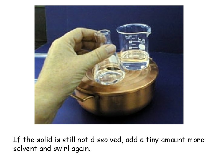 If the solid is still not dissolved, add a tiny amount more solvent and