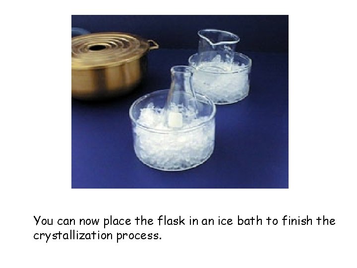 You can now place the flask in an ice bath to finish the crystallization