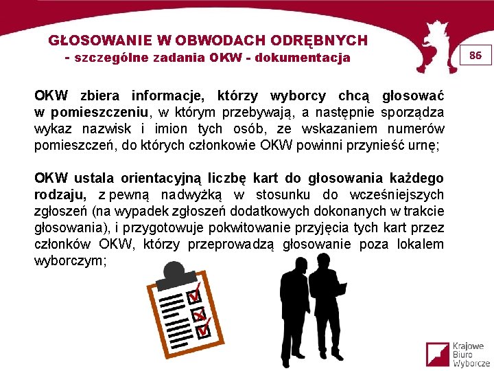 GŁOSOWANIE W OBWODACH ODRĘBNYCH - szczególne zadania OKW - dokumentacja OKW zbiera informacje, którzy