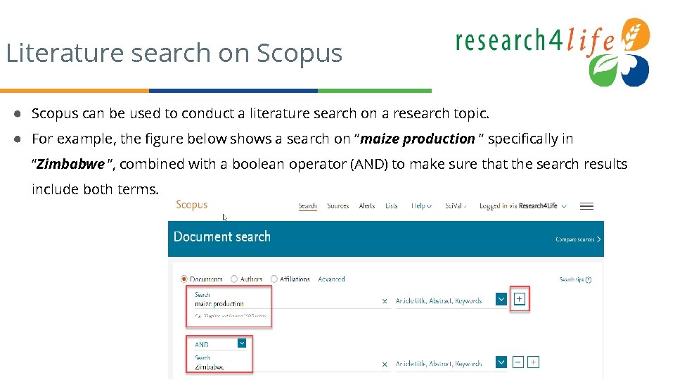Literature search on Scopus ● Scopus can be used to conduct a literature search