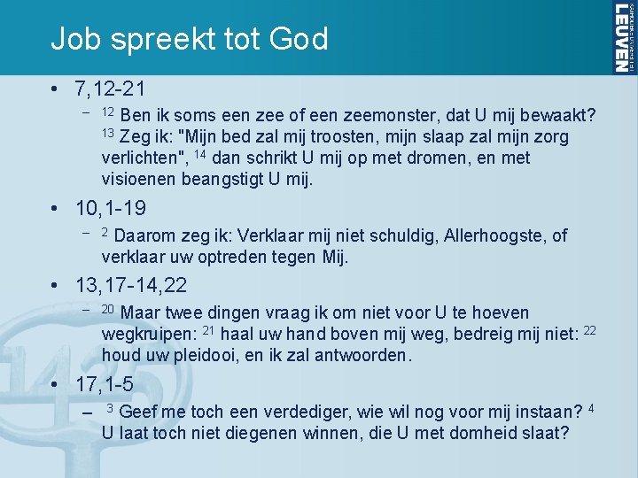 Job spreekt tot God • 7, 12 -21 – Ben ik soms een zee