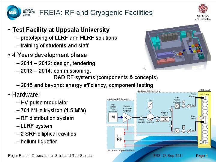 FREIA: RF and Cryogenic Facilities • Test Facility at Uppsala University – prototyping of