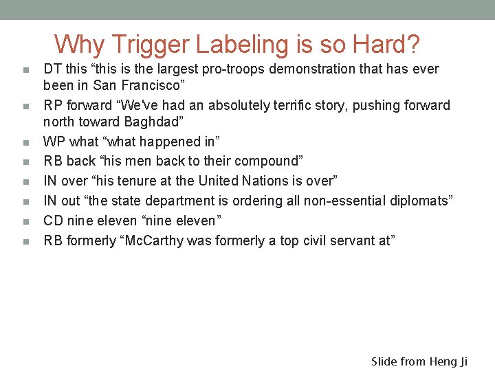 Why Trigger Labeling is so Hard? n n n n DT this “this is