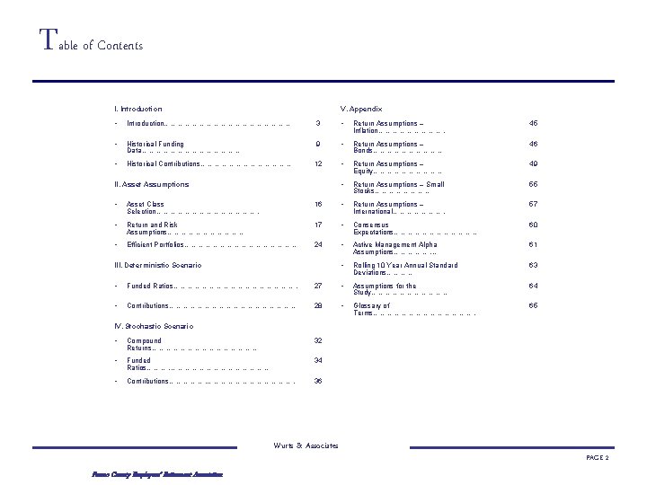 T able of Contents I. Introduction V. Appendix • Introduction……………………… 3 • Return Assumptions