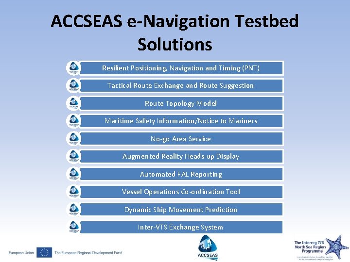 ACCSEAS e-Navigation Testbed Solutions Resilient Positioning, Navigation and Timing (PNT) Tactical Route Exchange and