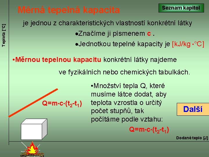 Teplota [°C] Měrná tepelná kapacita Seznam kapitol je jednou z charakteristických vlastností konkrétní látky