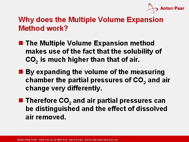 Why does the Multiple Volume Expansion Method work? n The Multiple Volume Expansion method