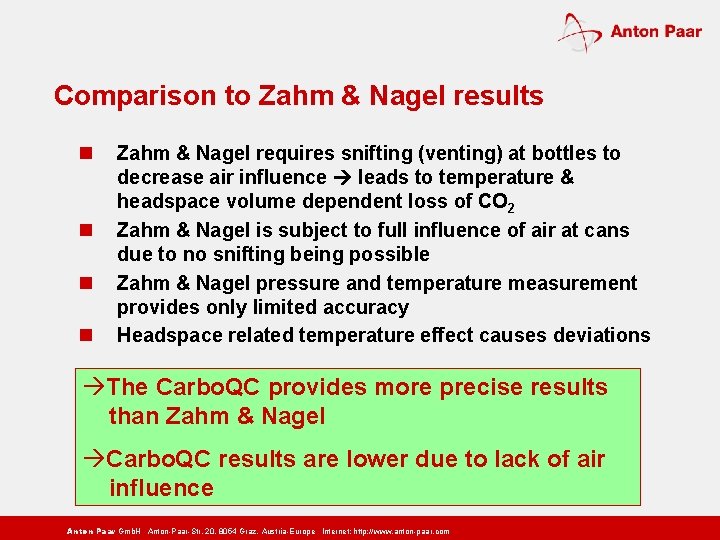 Comparison to Zahm & Nagel results n n Zahm & Nagel requires snifting (venting)