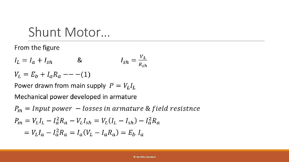 Shunt Motor… © NAFEES AHAMAD 