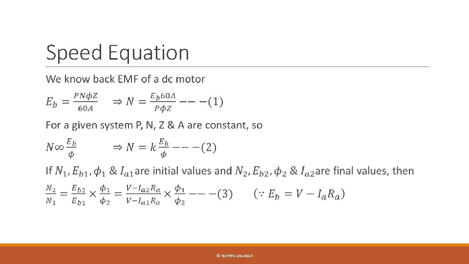 Speed Equation © NAFEES AHAMAD 