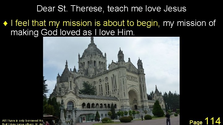 Dear St. Therese, teach me love Jesus ¨ I feel that my mission is