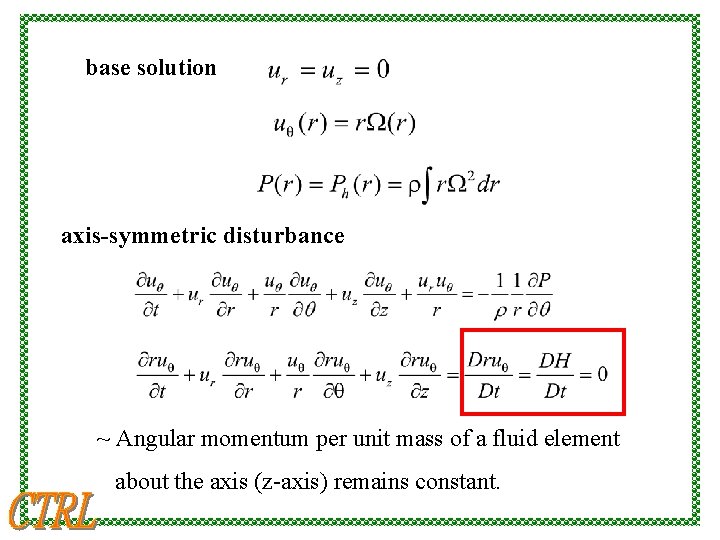 base solution axis-symmetric disturbance ~ Angular momentum per unit mass of a fluid element