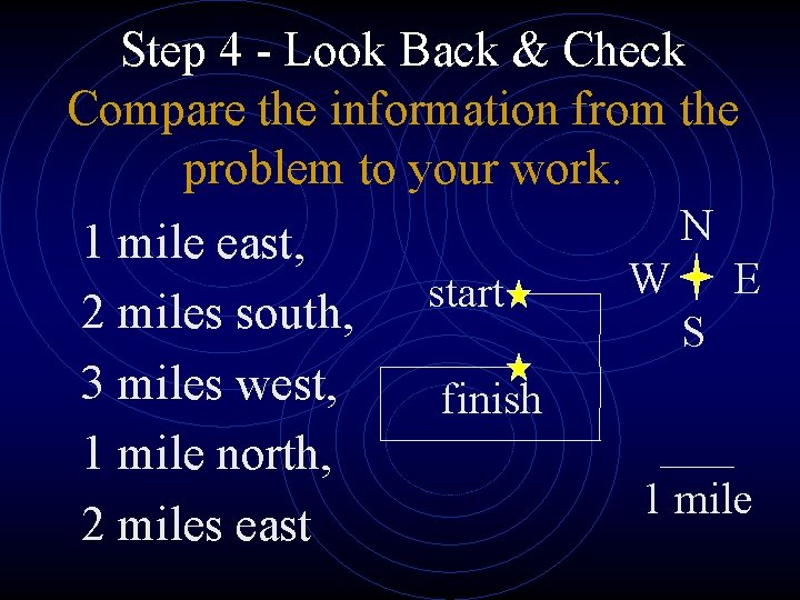 Step 4 - Look Back & Check Compare the information from the problem to
