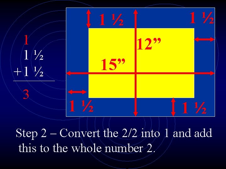 1½ 1½ 1 1½ +1 ½ 3 12” 15” 1½ 1½ Step 2 –