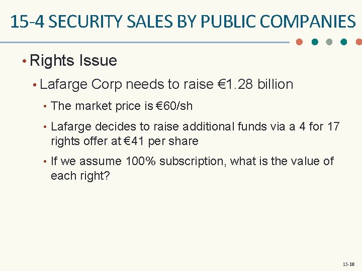 15 -4 SECURITY SALES BY PUBLIC COMPANIES • Rights Issue • Lafarge Corp needs