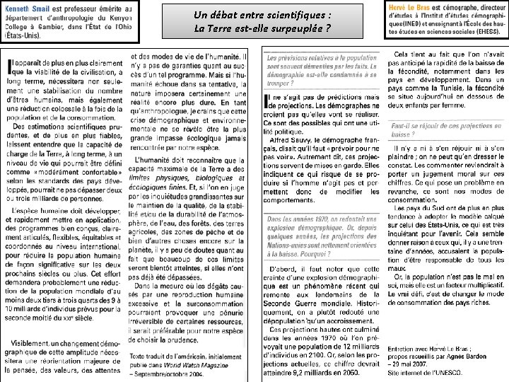 Un débat entre scientifiques : La Terre est-elle surpeuplée ? 