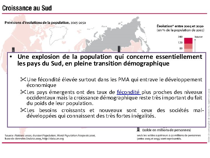  • Une explosion de la population qui concerne essentiellement les pays du Sud,