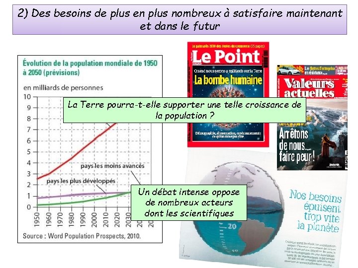 2) Des besoins de plus en plus nombreux à satisfaire maintenant et dans le