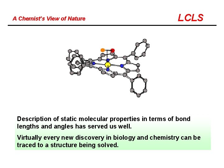 A Chemist’s View of Nature LCLS Description of static molecular properties in terms of