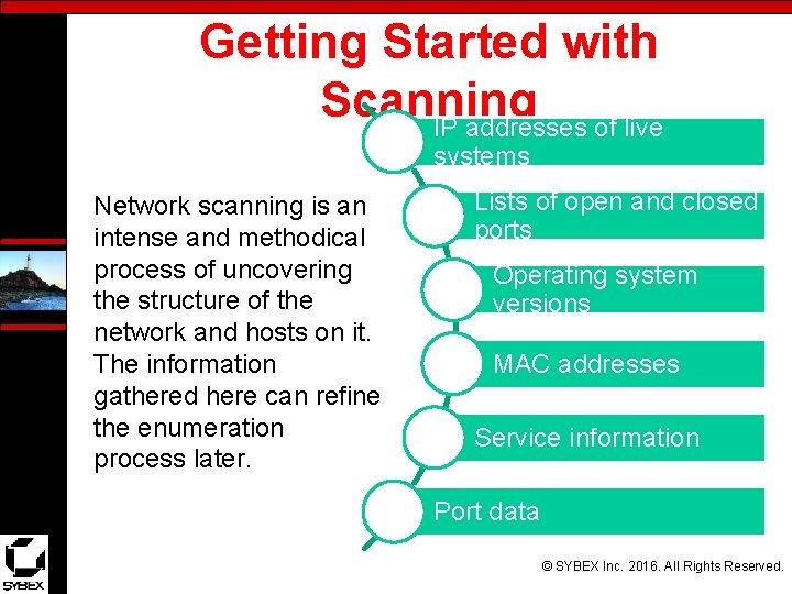 Getting Started with Scanning IP addresses of live systems Network scanning is an intense