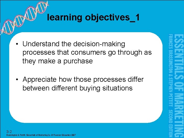 learning objectives_1 • Understand the decision-making processes that consumers go through as they make