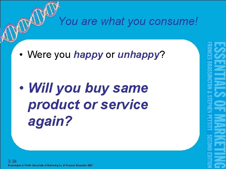 You are what you consume! • Were you happy or unhappy? • Will you