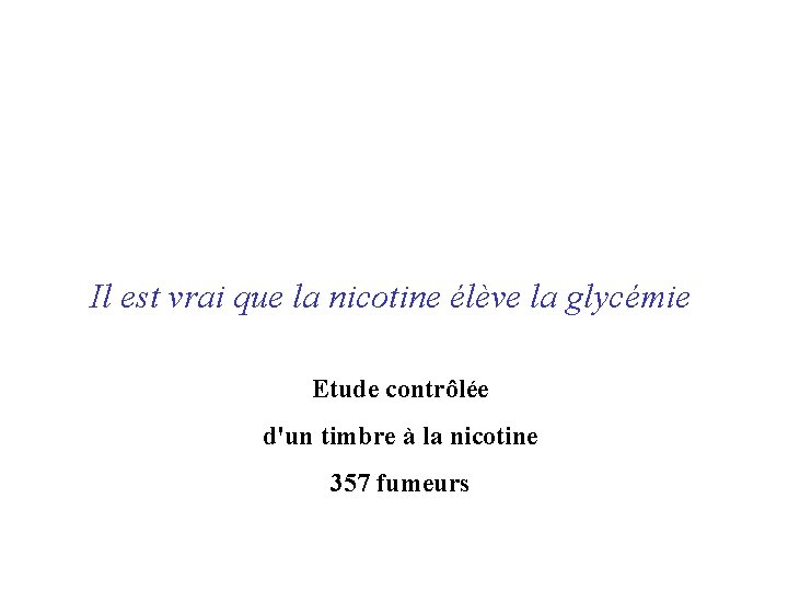 Il est vrai que la nicotine élève la glycémie Etude contrôlée d'un timbre à