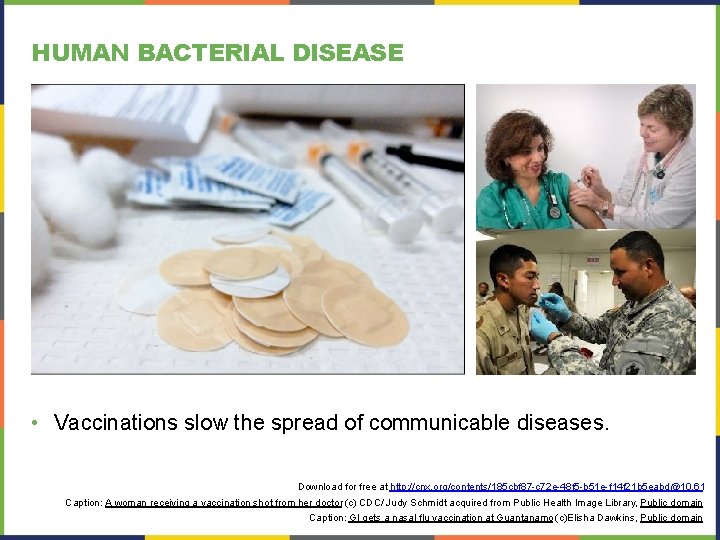 HUMAN BACTERIAL DISEASE • Vaccinations slow the spread of communicable diseases. Download for free HUMAN BACTERIAL DISEASE • Vaccinations slow the spread of communicable diseases. Download for free