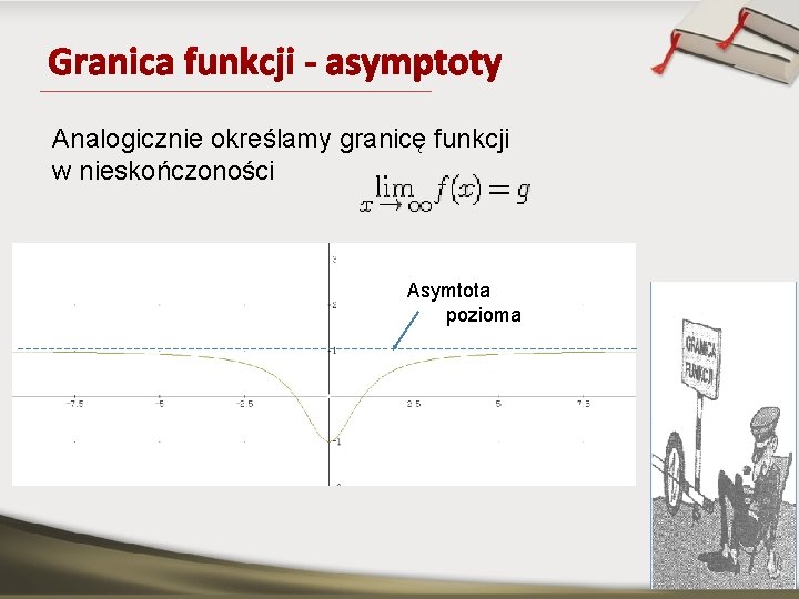 Analogicznie określamy granicę funkcji w nieskończoności Asymtota pozioma 
