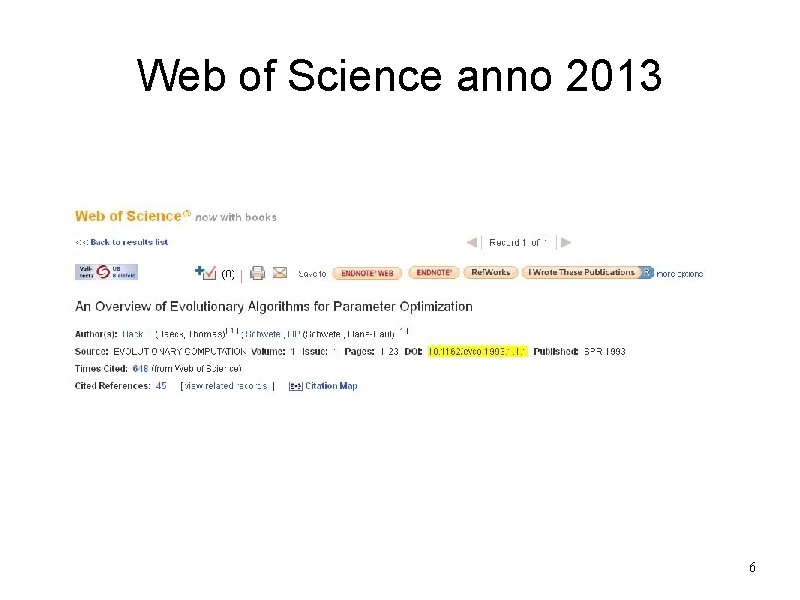 Web of Science anno 2013 6 