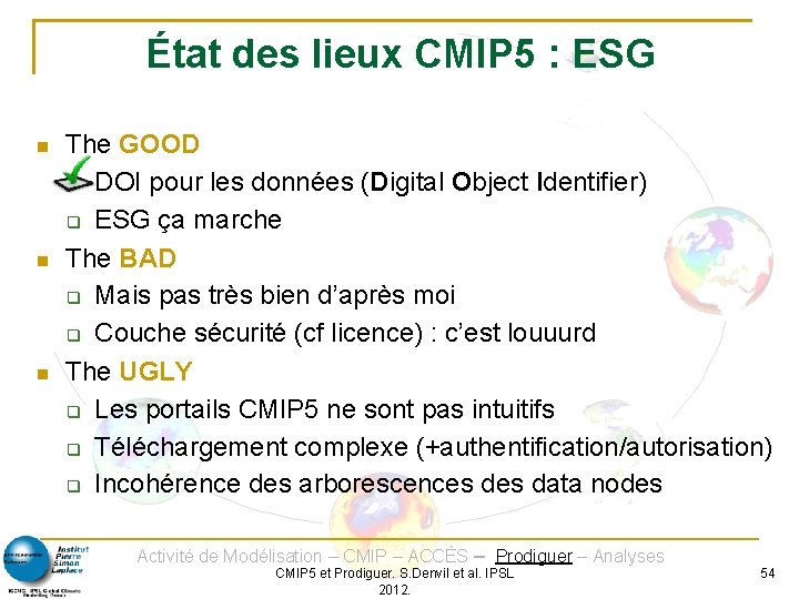 État des lieux CMIP 5 : ESG The GOOD DOI pour les données (Digital