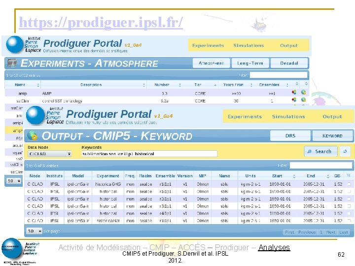 https: //prodiguer. ipsl. fr/ Activité de Modélisation – CMIP – ACCÈS – Prodiguer –