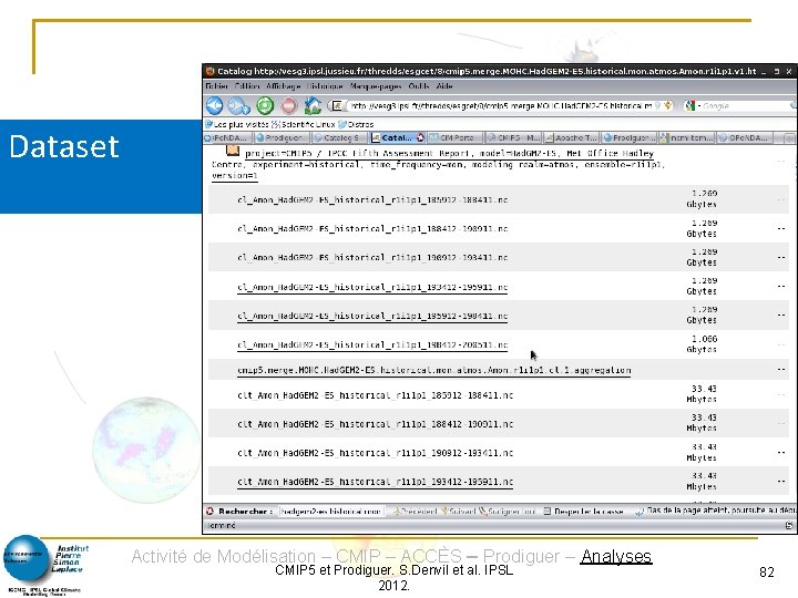 Dataset Activité de Modélisation – CMIP – ACCÈS – Prodiguer – Analyses CMIP 5