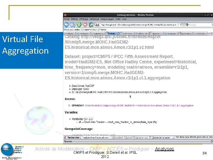 Virtual File Aggregation Activité de Modélisation – CMIP – ACCÈS – Prodiguer – Analyses
