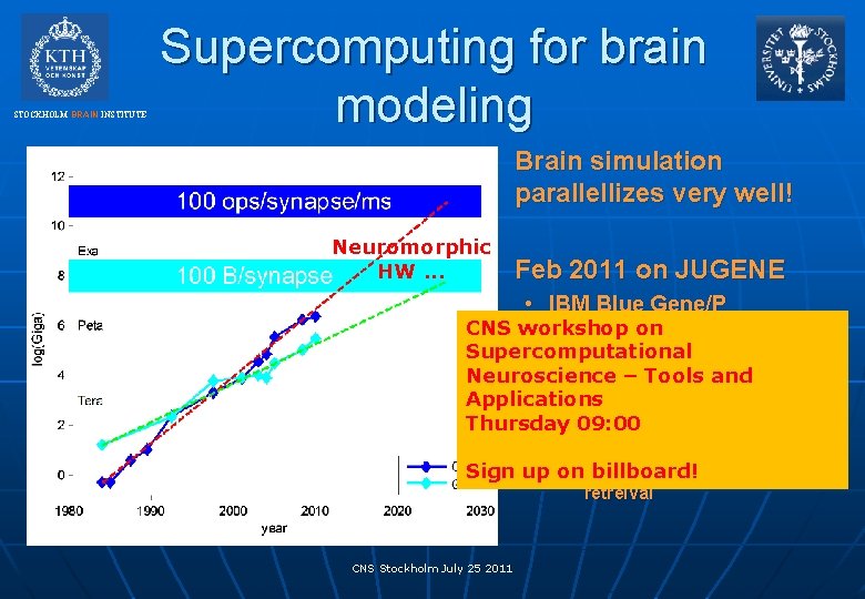 STOCKHOLM BRAIN INSTITUTE Supercomputing for brain modeling n Neuromorphic HW. . . n Brain