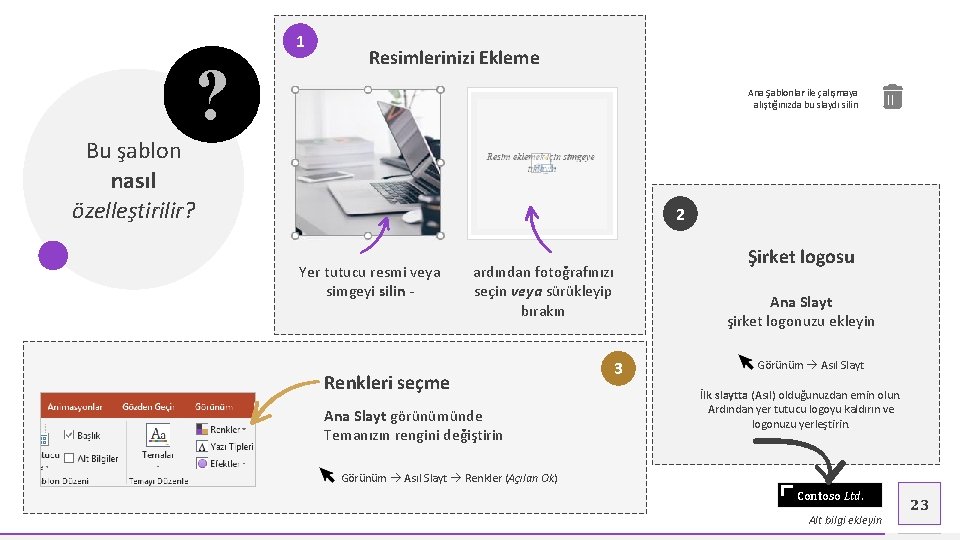 1 ? Resimlerinizi Ekleme Ana Şablonlar ile çalışmaya alıştığınızda bu slaydı silin Bu şablon