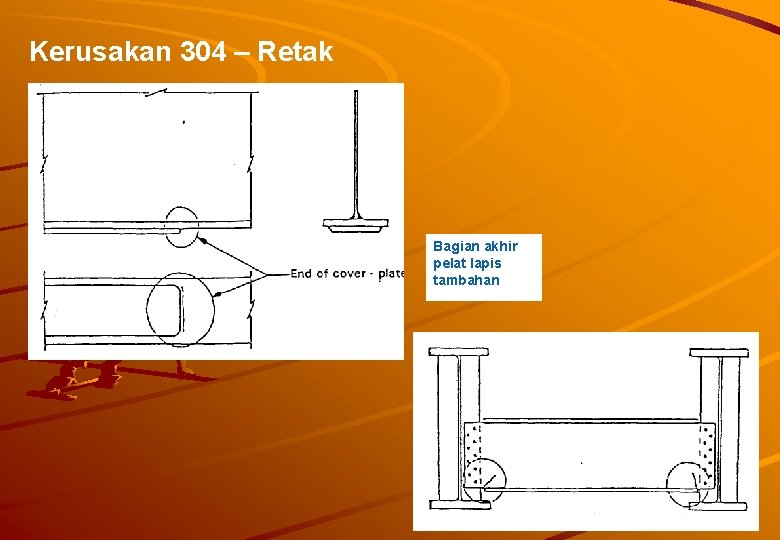 Kerusakan 304 – Retak Bagian akhir pelat lapis tambahan 