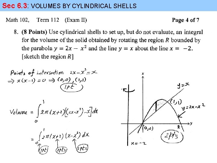 Sec 6. 3: VOLUMES BY CYLINDRICAL SHELLS 