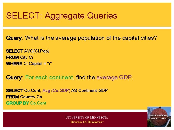 SELECT: Aggregate Queries Query: What is the average population of the capital cities? SELECT