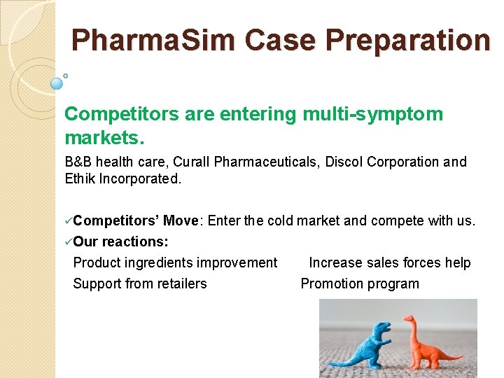Pharma. Sim Case Preparation Competitors are entering multi-symptom markets. B&B health care, Curall Pharmaceuticals,