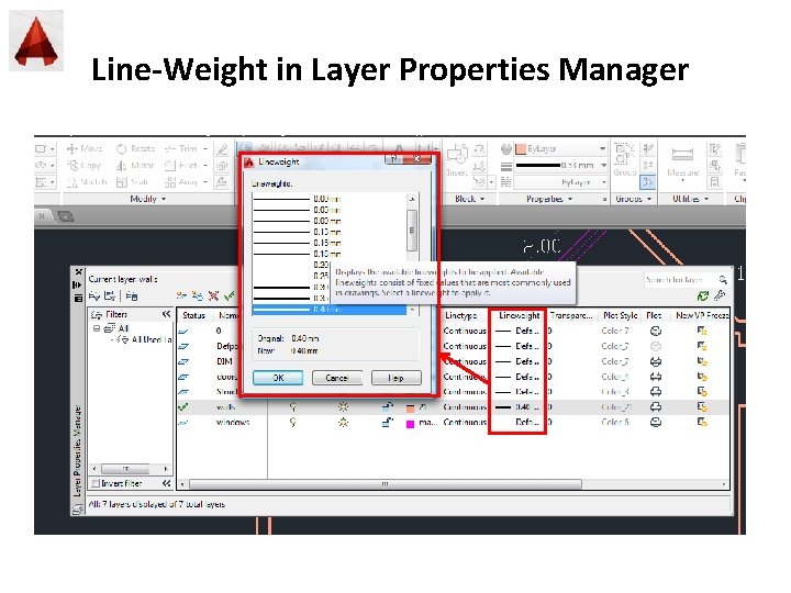 Line-Weight in Layer Properties Manager 