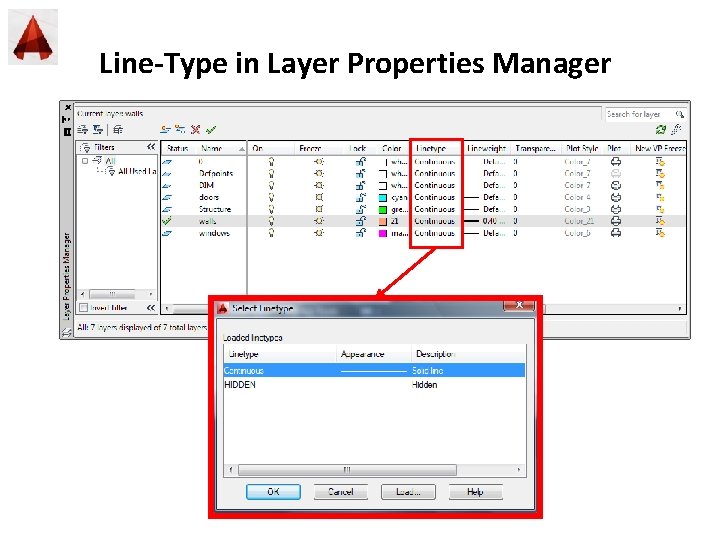 Line-Type in Layer Properties Manager 