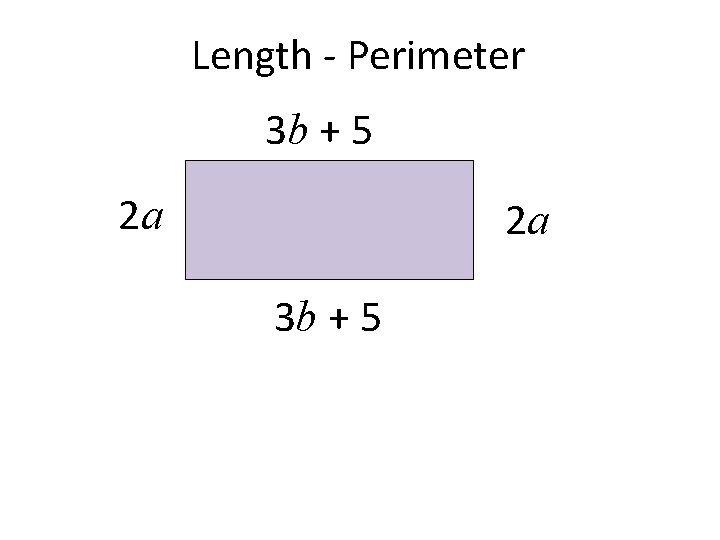 Length - Perimeter 3 b + 5 2 a 2 a 3 b +