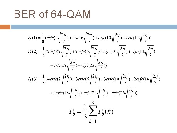 BER of 64 -QAM BER of 64 -QAM