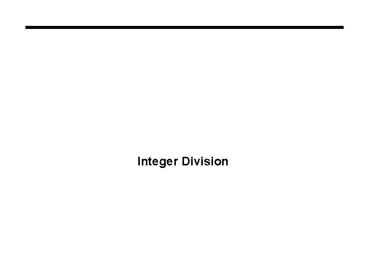 Integer Division 