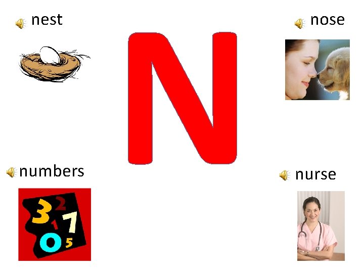 nest numbers N nose nurse 