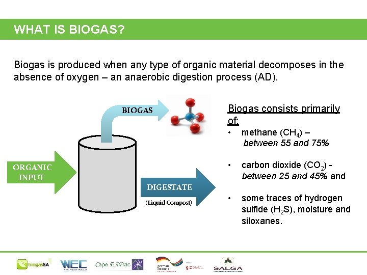 WHAT IS BIOGAS? Biogas is produced when any type of organic material decomposes in